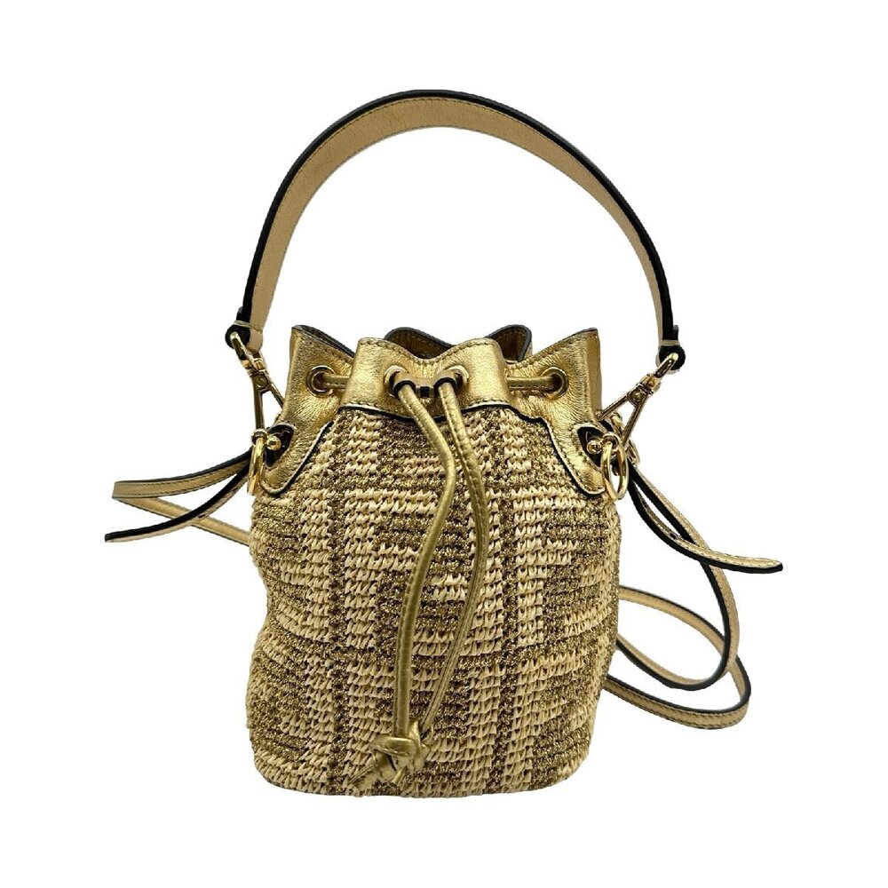 Fendi Montresor Gold Raffia Shoulder Bag